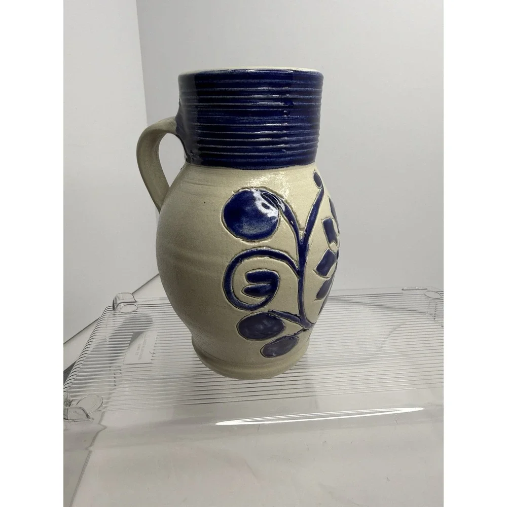 Williamsburg Pottery Cobalt Blue Hand-‎ Thrown Pitcher